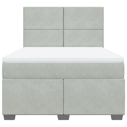 Giroletto a Molle con Materasso Grigio Chiaro 140x200cm Velluto