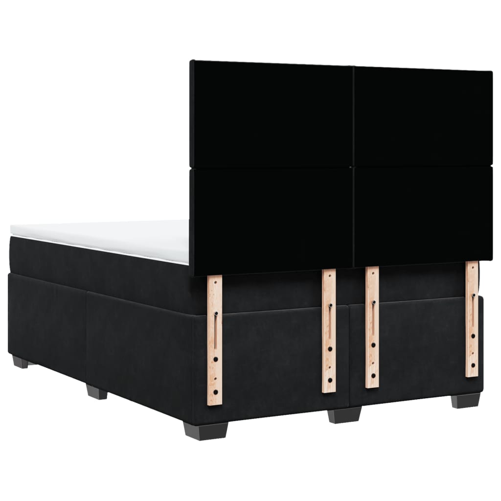 Giroletto a Molle con Materasso Nero 140x200 cm in Velluto