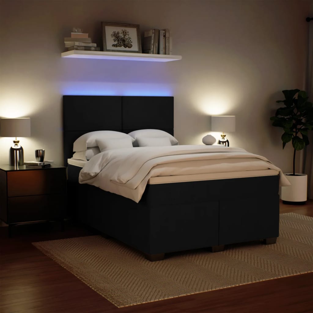 Giroletto a Molle con Materasso Nero 140x200 cm in Velluto