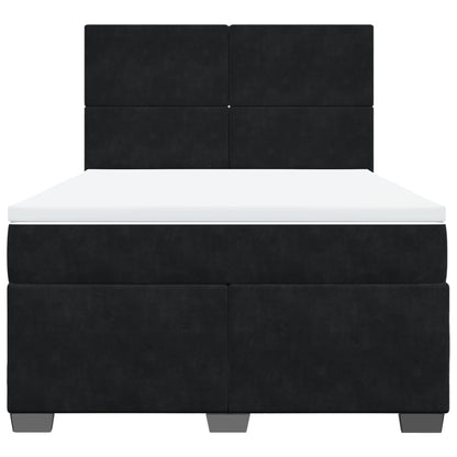 Giroletto a Molle con Materasso Nero 140x200 cm in Velluto