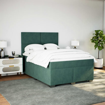 Giroletto a Molle con Materasso Verde Scuro 140x200 cm Velluto