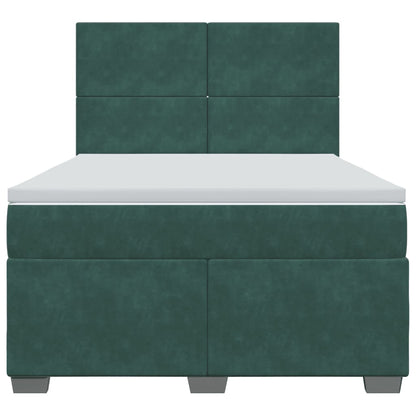 Giroletto a Molle con Materasso Verde Scuro 140x200 cm Velluto
