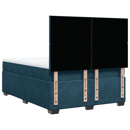 Giroletto a Molle con Materasso Blu 140x200 cm in Velluto