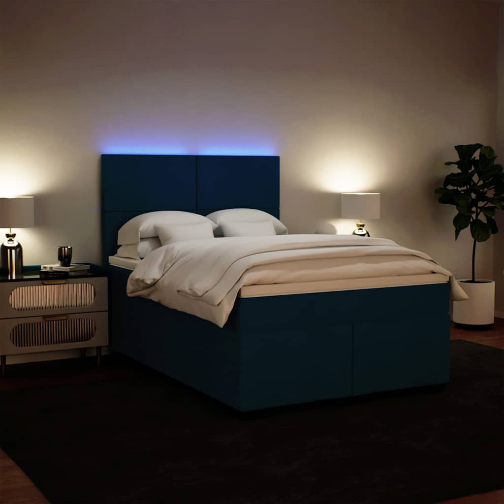 Giroletto a Molle con Materasso Blu 140x200 cm in Velluto