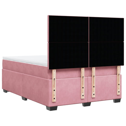 Giroletto a Molle con Materasso Rosa 140x200 cm in Velluto