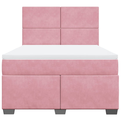 Giroletto a Molle con Materasso Rosa 140x200 cm in Velluto - homemem39