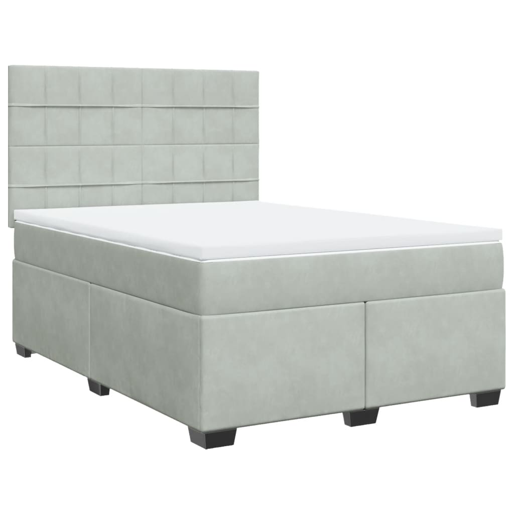 Giroletto a Molle con Materasso Grigio Chiaro 140x200cm Velluto