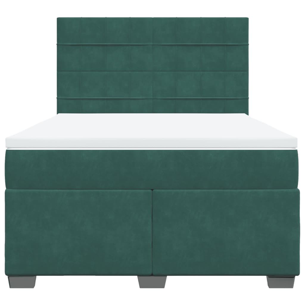 Giroletto a Molle con Materasso Verde Scuro 140x200 cm Velluto