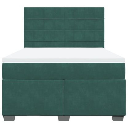 Giroletto a Molle con Materasso Verde Scuro 140x200 cm Velluto