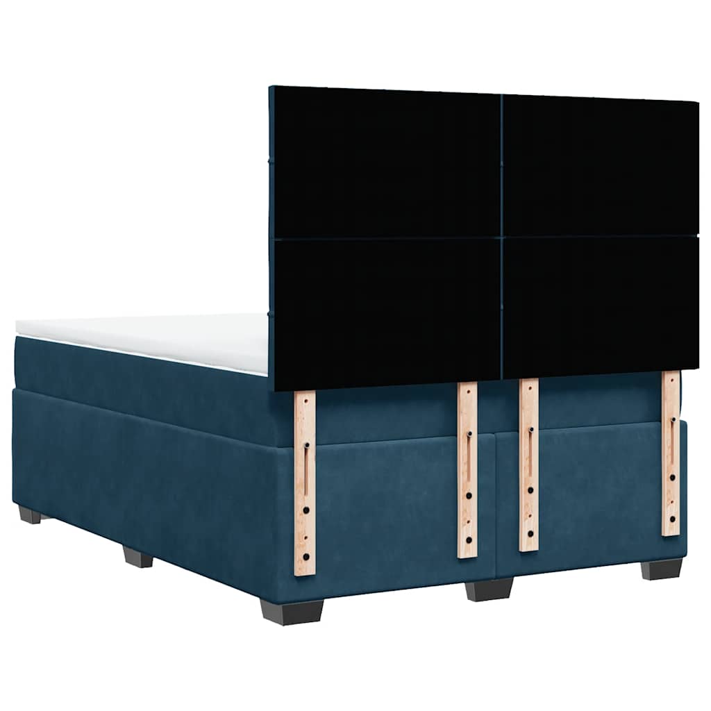 Giroletto a Molle con Materasso Blu 140x200 cm in Velluto