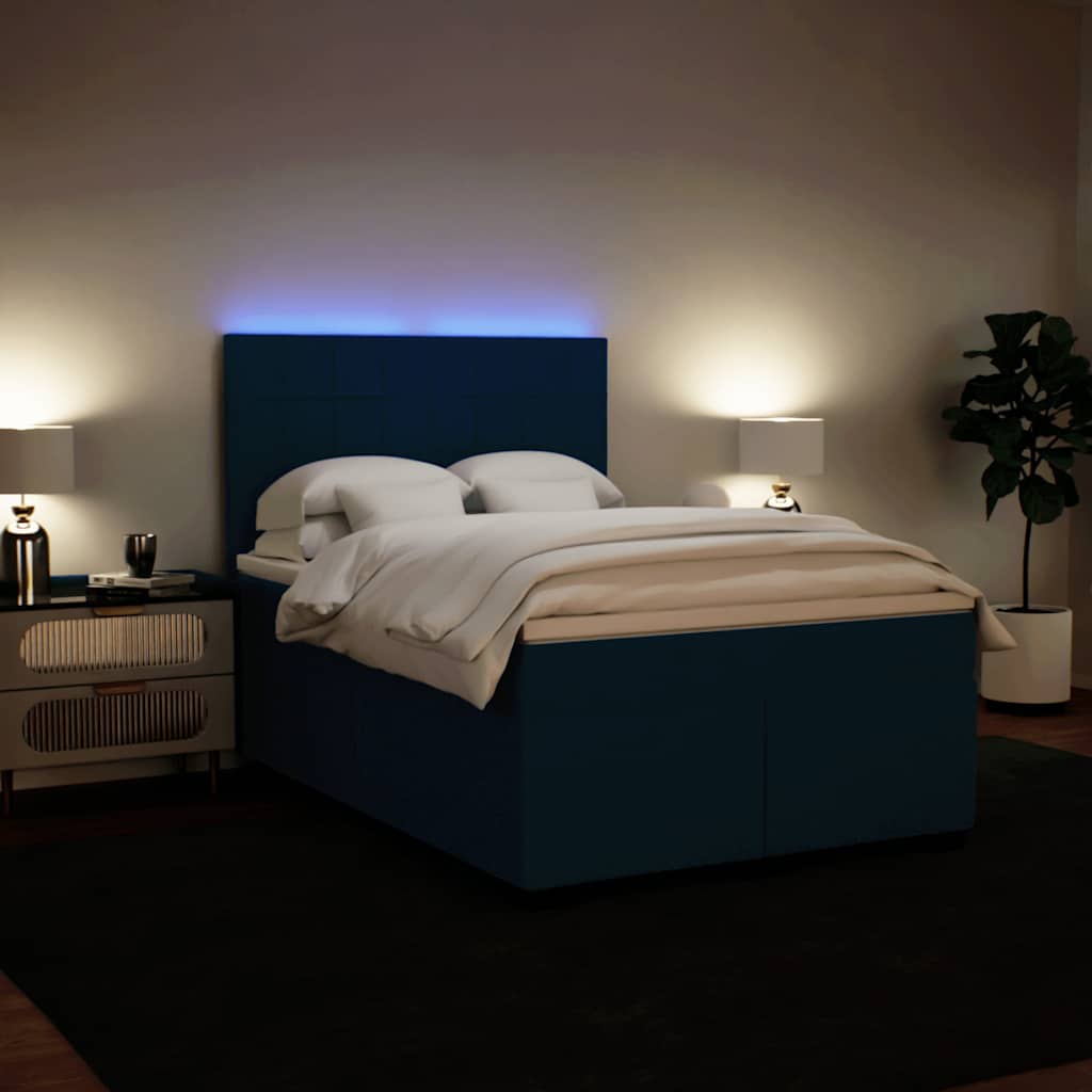 Giroletto a Molle con Materasso Blu 140x200 cm in Velluto