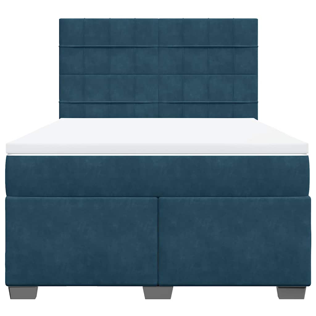 Giroletto a Molle con Materasso Blu 140x200 cm in Velluto