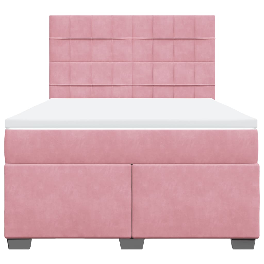 Giroletto a Molle con Materasso Rosa 140x200 cm in Velluto