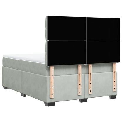 Giroletto a Molle con Materasso Grigio Chiaro 140x200cm Velluto
