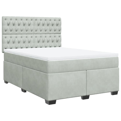 Giroletto a Molle con Materasso Grigio Chiaro 140x200cm Velluto