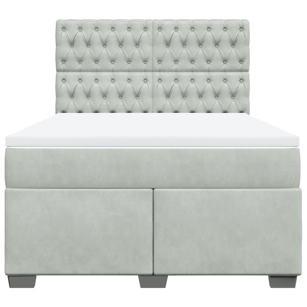 Giroletto a Molle con Materasso Grigio Chiaro 140x200cm Velluto
