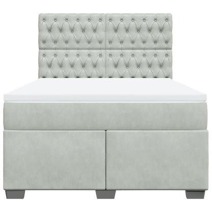 Giroletto a Molle con Materasso Grigio Chiaro 140x200cm Velluto