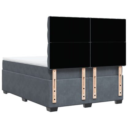 Giroletto a Molle con Materasso Grigio Scuro 140x200 cm Velluto