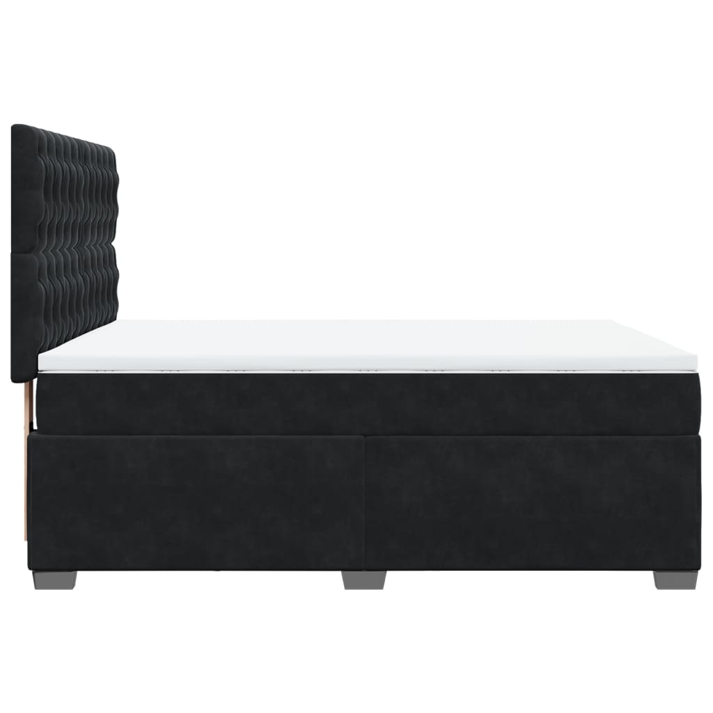 Giroletto a Molle con Materasso Nero 140x200 cm in Velluto