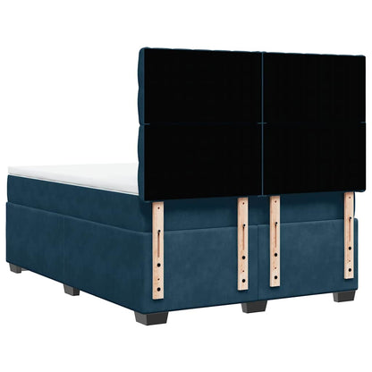 Giroletto a Molle con Materasso Blu 140x200 cm in Velluto