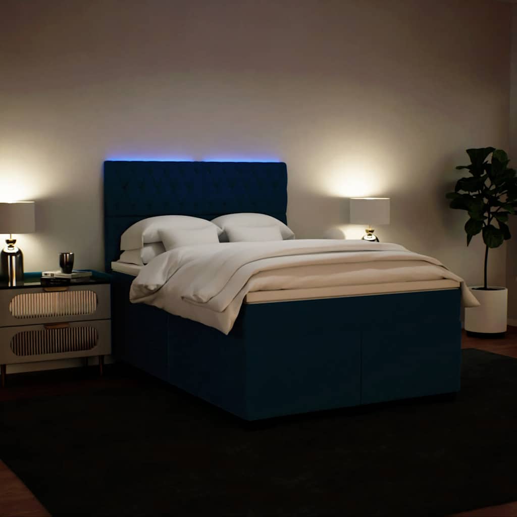 Giroletto a Molle con Materasso Blu 140x200 cm in Velluto