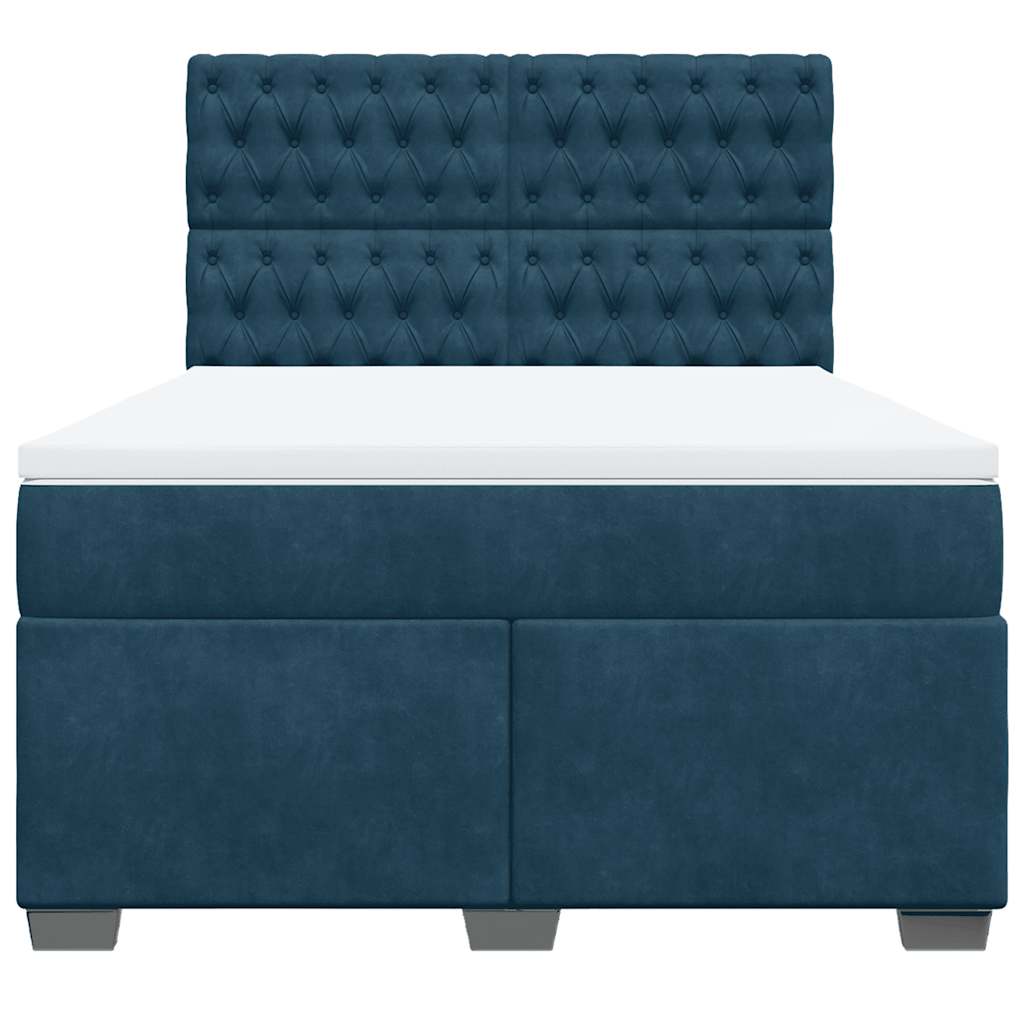 Giroletto a Molle con Materasso Blu 140x200 cm in Velluto