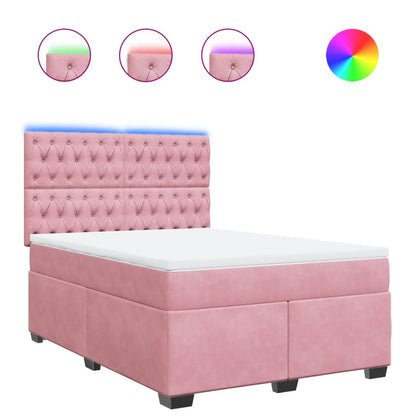Giroletto a Molle con Materasso Rosa 140x200 cm in Velluto