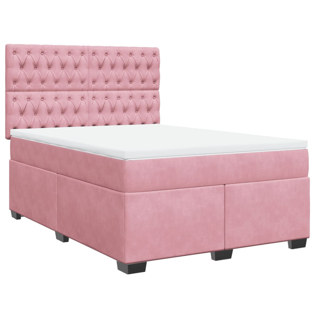 Giroletto a Molle con Materasso Rosa 140x200 cm in Velluto