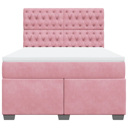 Giroletto a Molle con Materasso Rosa 140x200 cm in Velluto