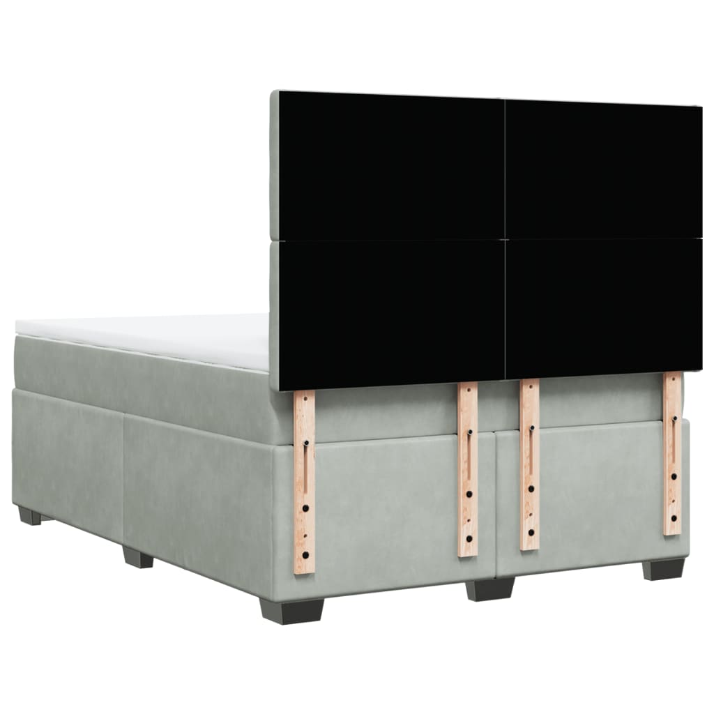 Giroletto a Molle con Materasso Grigio Chiaro 140x200cm Velluto