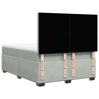 Giroletto a Molle con Materasso Grigio Chiaro 140x200cm Velluto