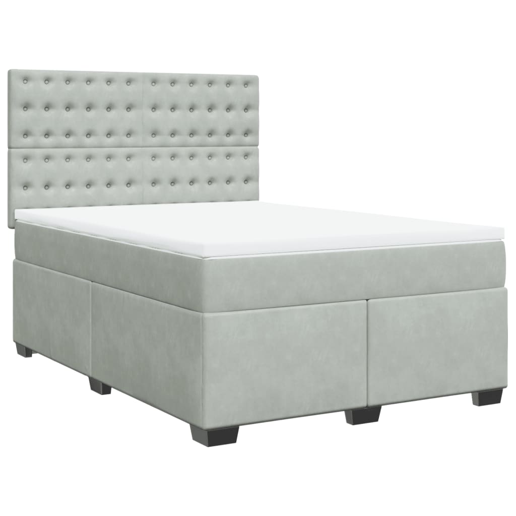 Giroletto a Molle con Materasso Grigio Chiaro 140x200cm Velluto