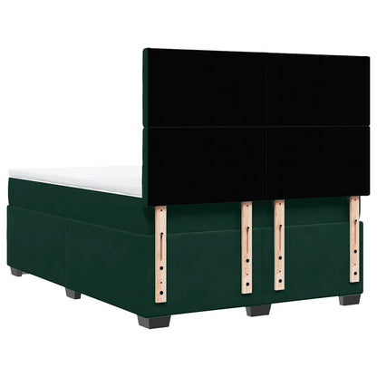 Giroletto a Molle con Materasso Verde Scuro 140x200 cm Velluto