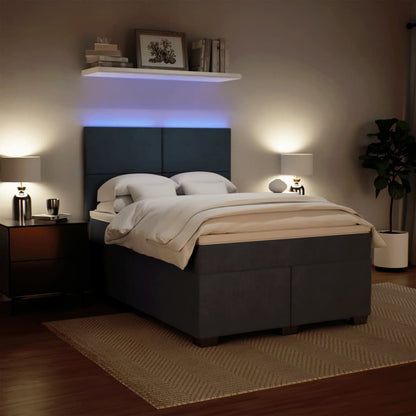 Giroletto a Molle con Materasso Grigio Scuro 160x200 cm Velluto - homemem39