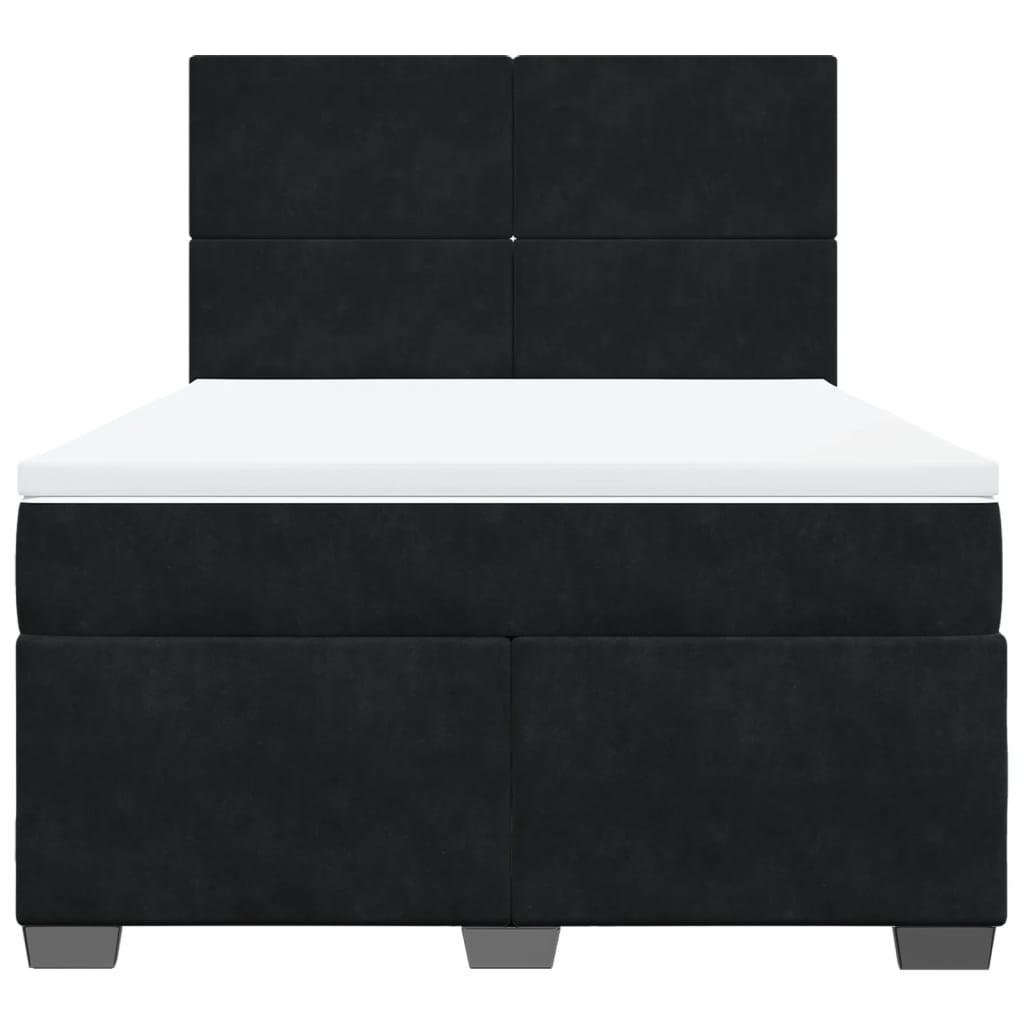 Giroletto a Molle con Materasso Nero 160x200 cm in Velluto