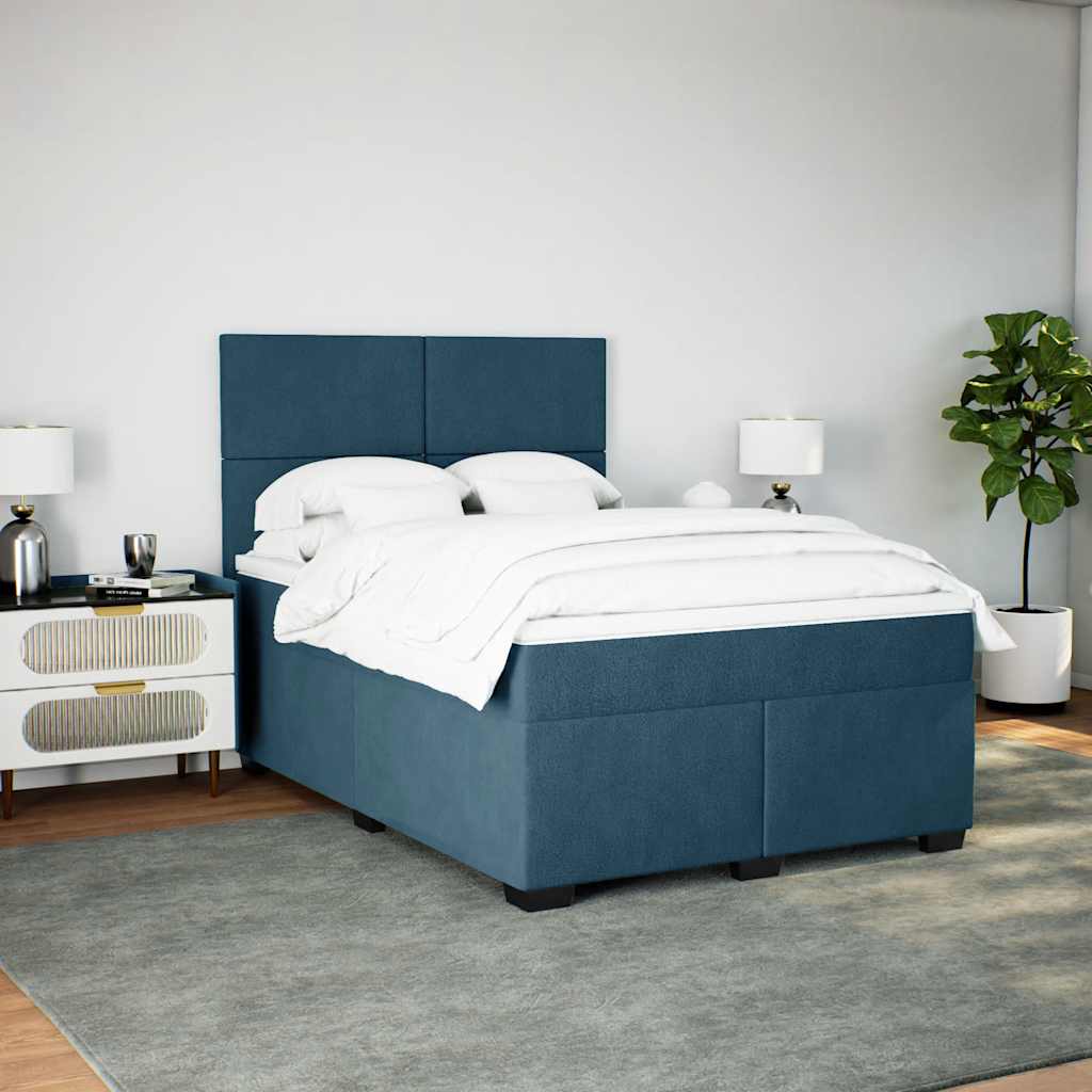 Giroletto a Molle con Materasso Blu 160x200 cm in Velluto
