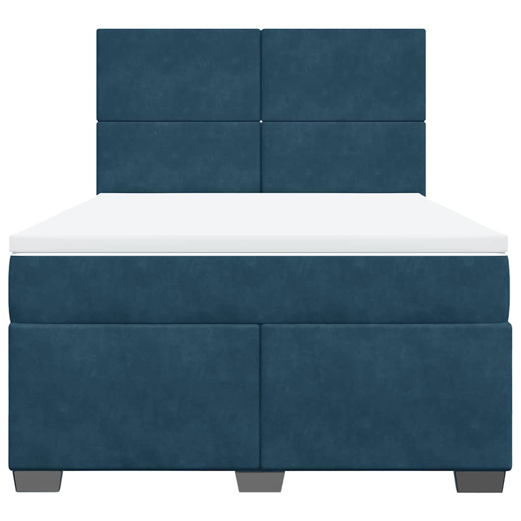 Giroletto a Molle con Materasso Blu 160x200 cm in Velluto