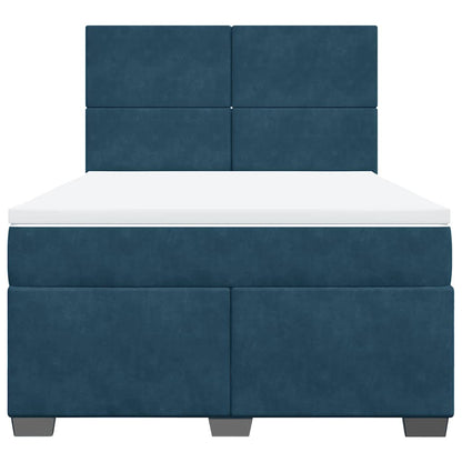 Giroletto a Molle con Materasso Blu 160x200 cm in Velluto