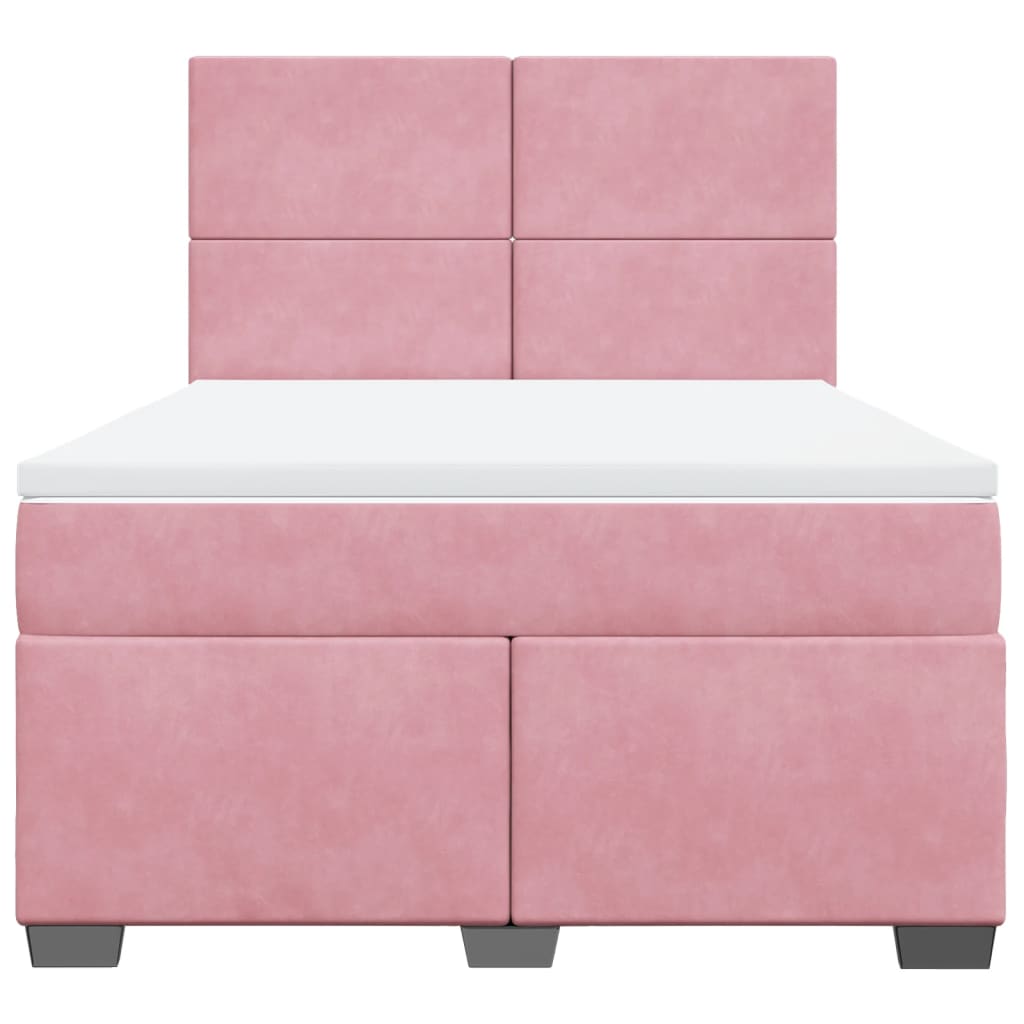 Giroletto a Molle con Materasso Rosa 160x200 cm in Velluto