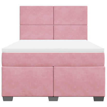 Giroletto a Molle con Materasso Rosa 160x200 cm in Velluto