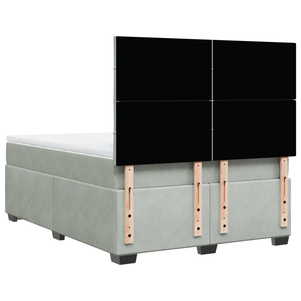 Giroletto a Molle con Materasso Grigio Chiaro 160x200cm Velluto