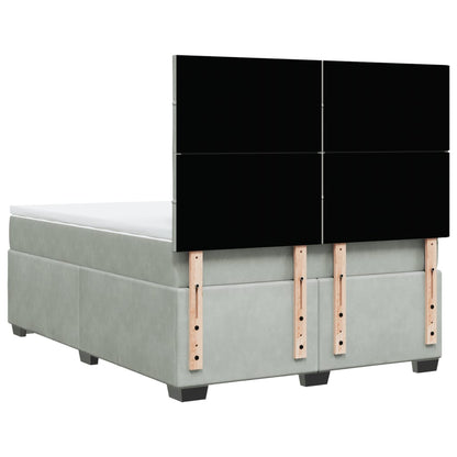 Giroletto a Molle con Materasso Grigio Chiaro 160x200cm Velluto