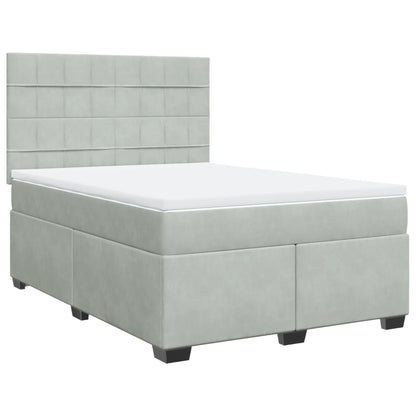 Giroletto a Molle con Materasso Grigio Chiaro 160x200cm Velluto