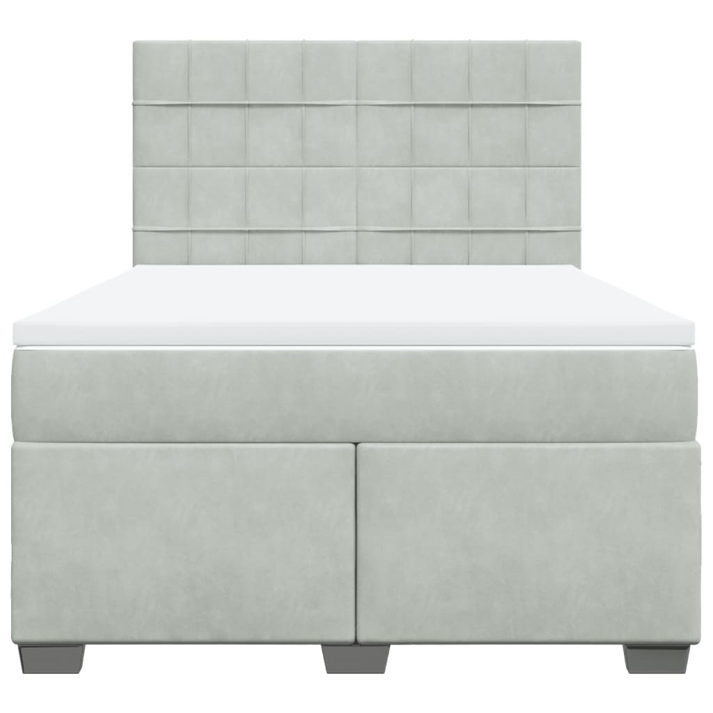Giroletto a Molle con Materasso Grigio Chiaro 160x200cm Velluto
