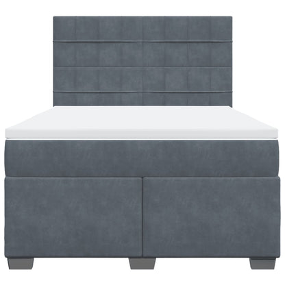 Giroletto a Molle con Materasso Grigio Scuro 160x200 cm Velluto