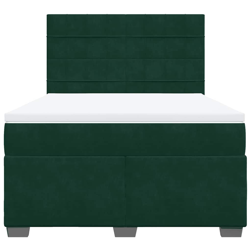 Giroletto a Molle con Materasso Verde Scuro 160x200 cm Velluto