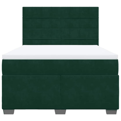 Giroletto a Molle con Materasso Verde Scuro 160x200 cm Velluto