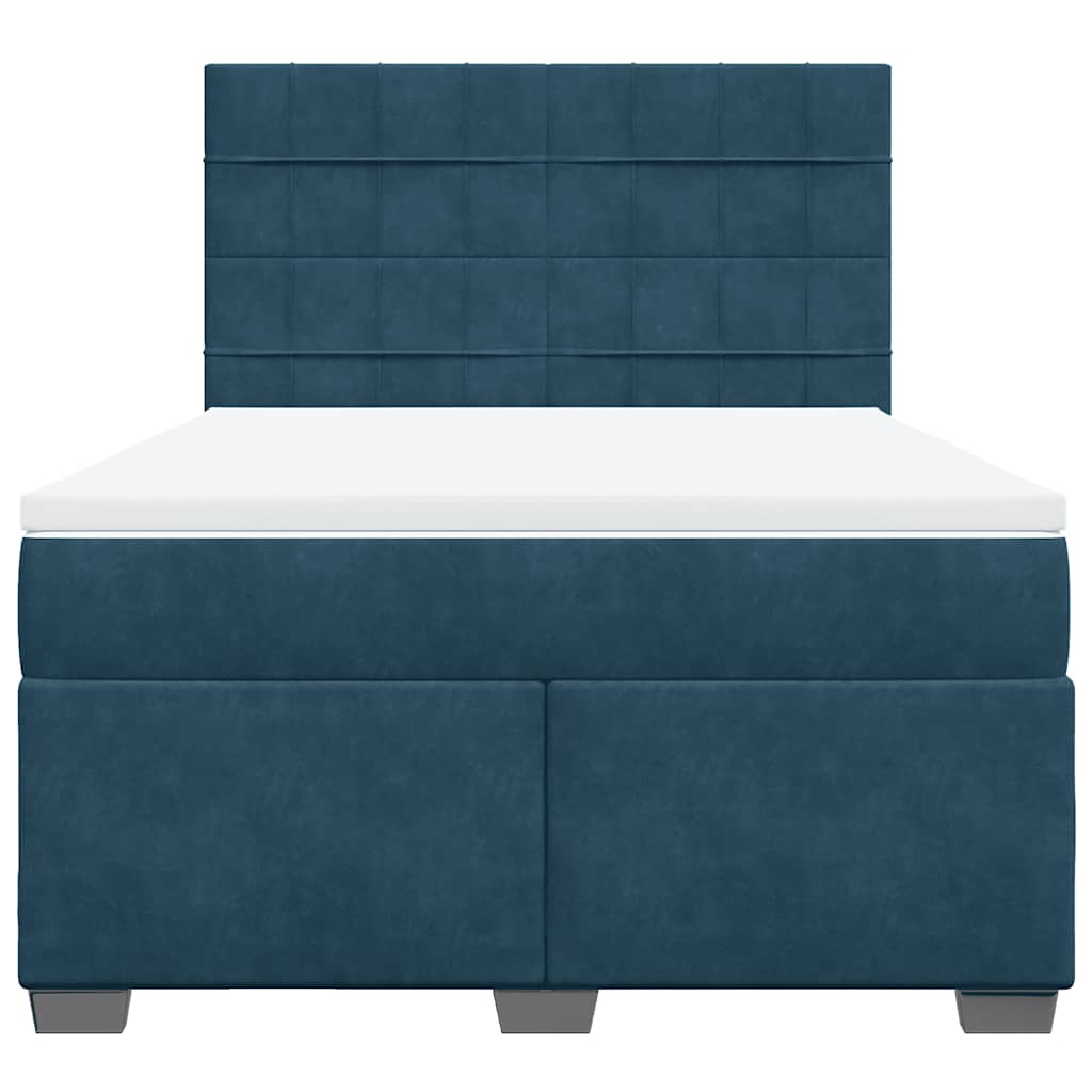 Giroletto a Molle con Materasso Blu 160x200 cm in Velluto