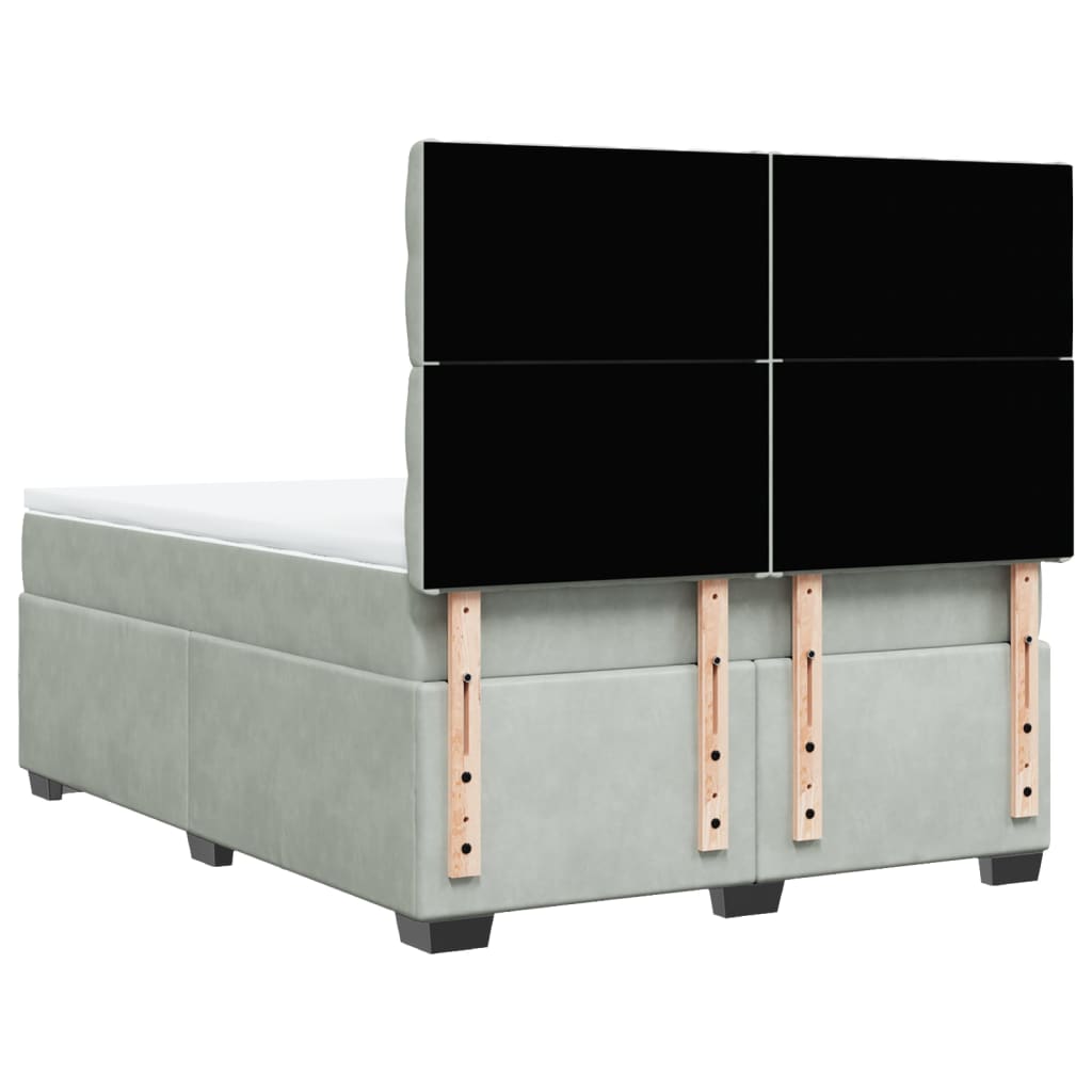 Giroletto a Molle con Materasso Grigio Chiaro 160x200cm Velluto