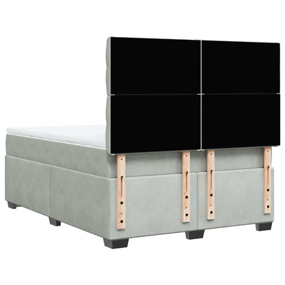 Giroletto a Molle con Materasso Grigio Chiaro 160x200cm Velluto